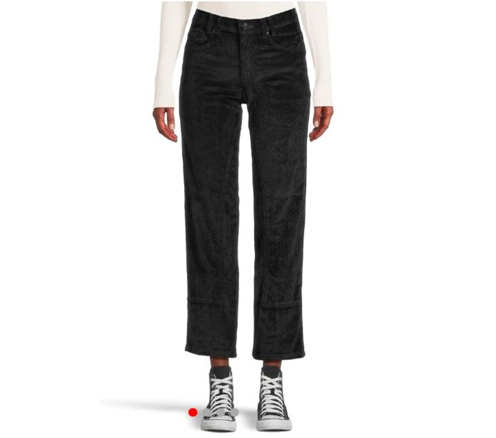 FREE PEOPLE We The Free Risk Taker High Rise Straight Corduroy Jeans Jet Black
